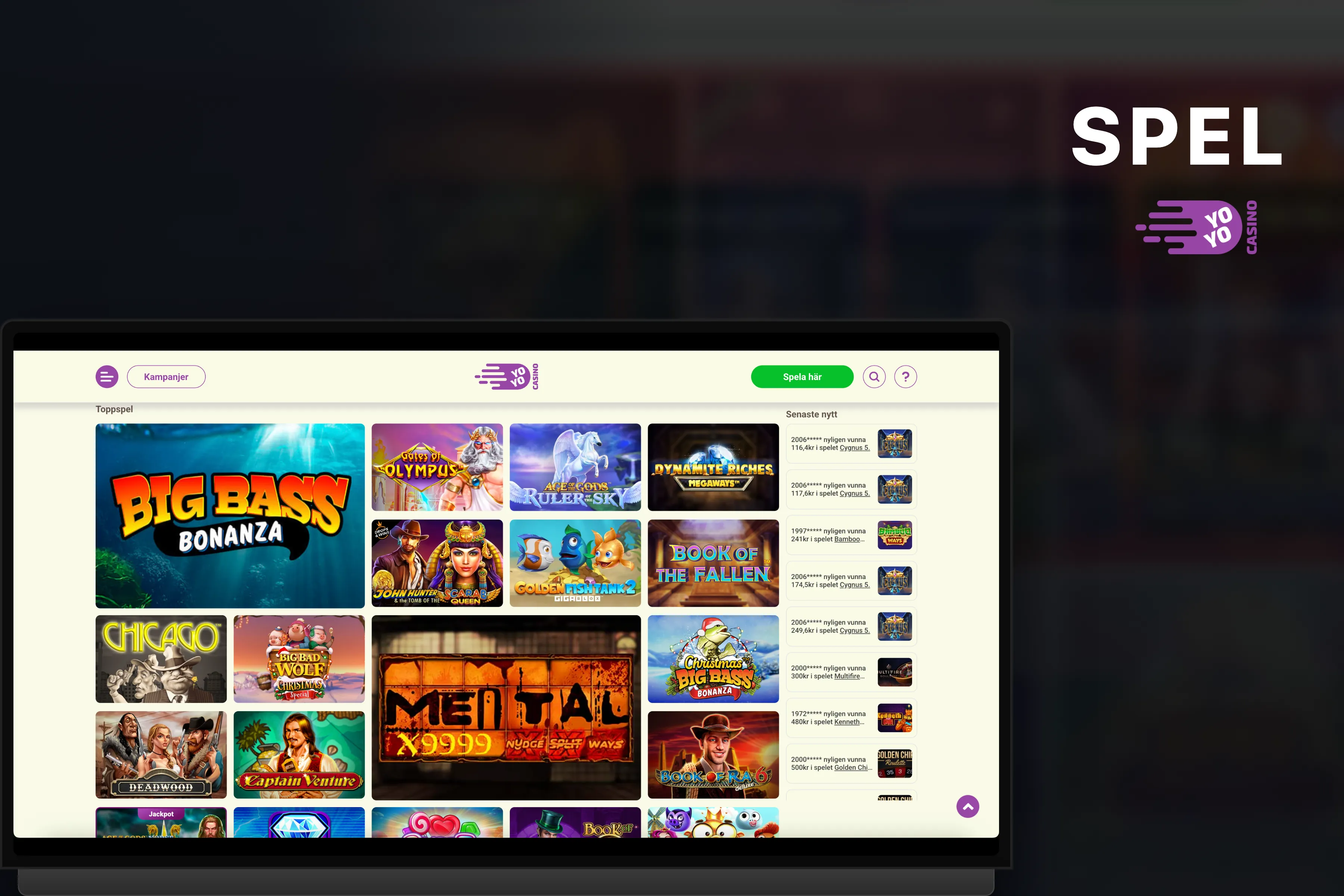 Spelkatalog på Yoyo Casino — mer än 5 000 titlar.