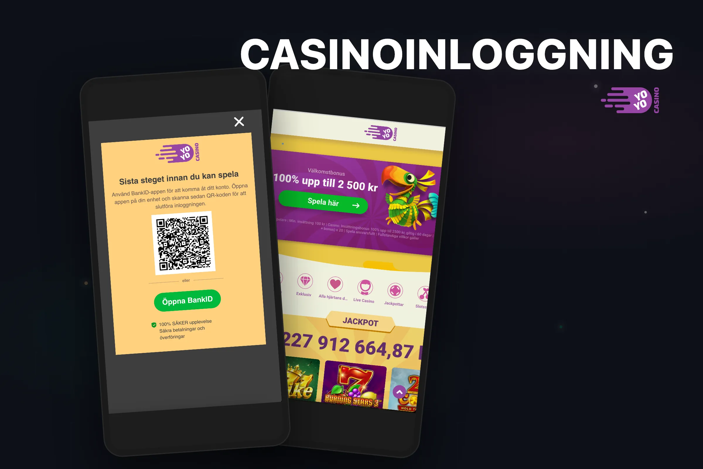 Inloggningssida på Yoyo Casino.